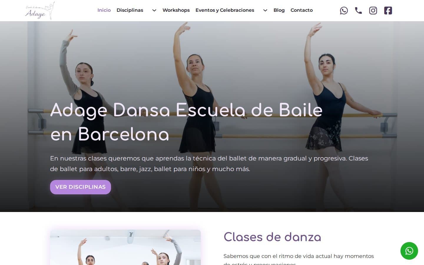 Captura de la web Adage Dansa