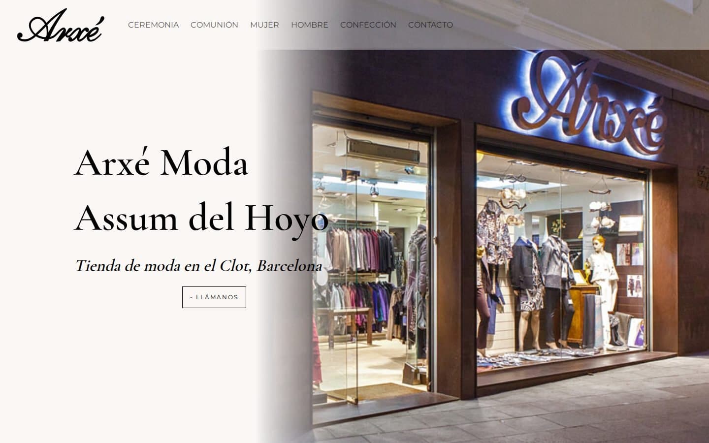 Captura de la web Arxe Moda