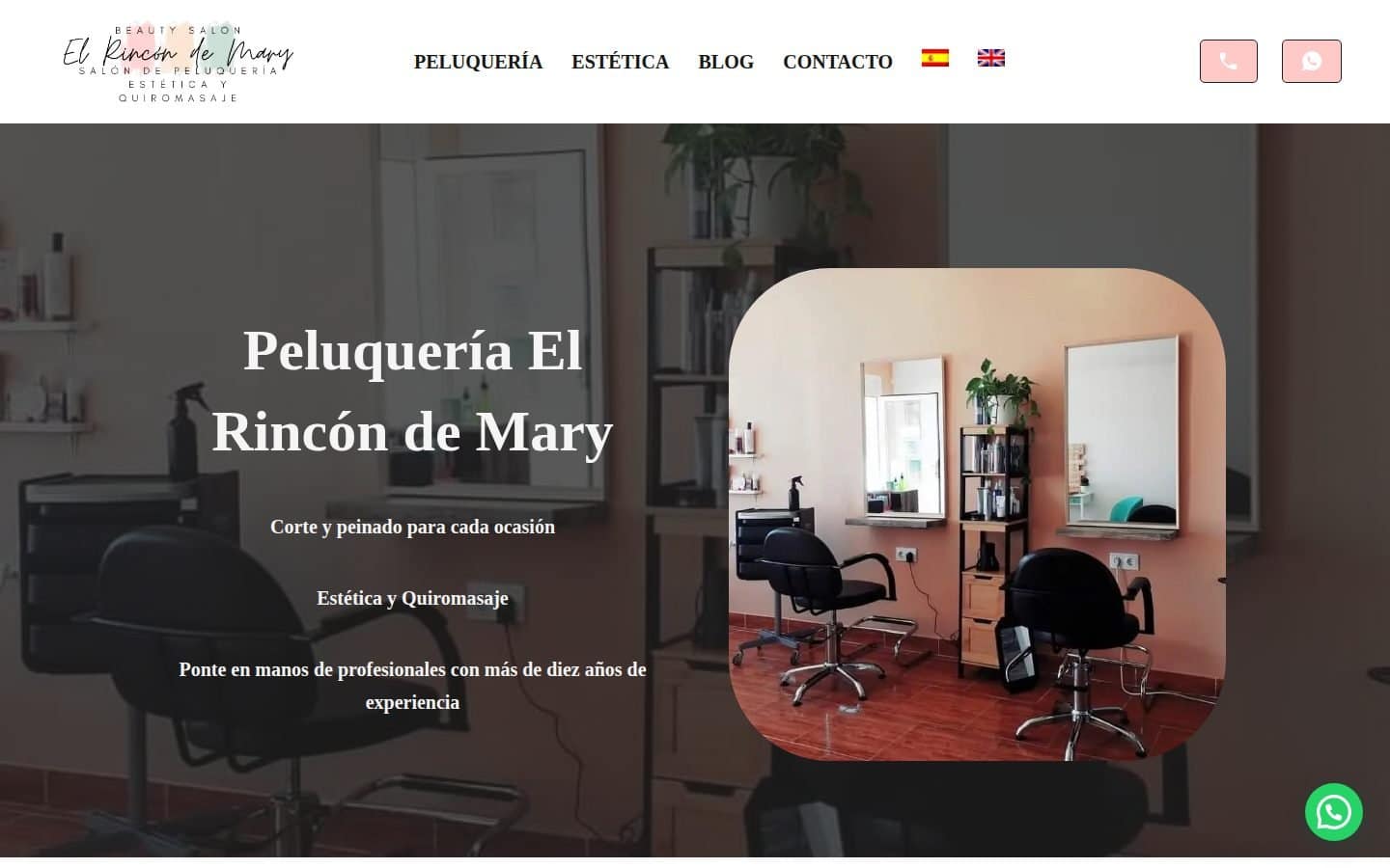 Captura de la web Peluquería El Rincón de Mary