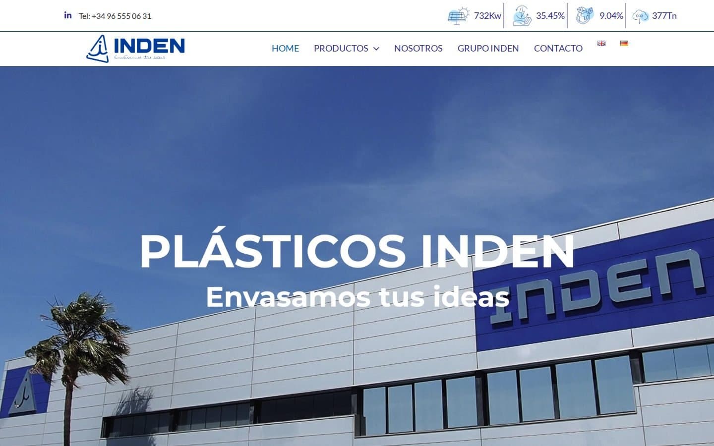 Captura de la web Plásticos Inden