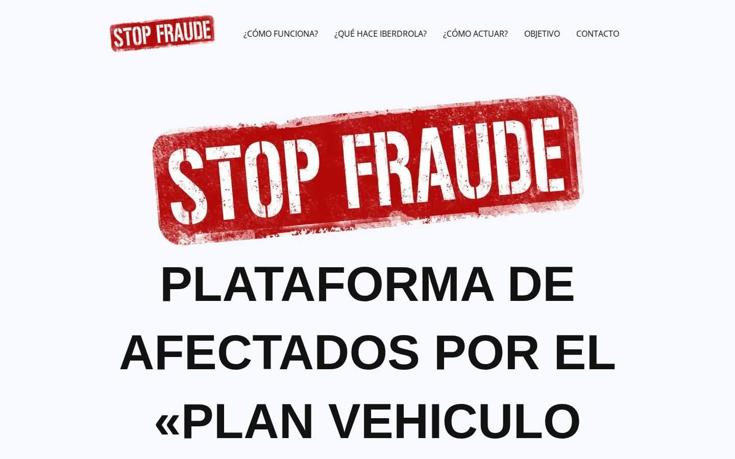 Captura de la web Plataforma de afectados por el plan vehículo eléctrico