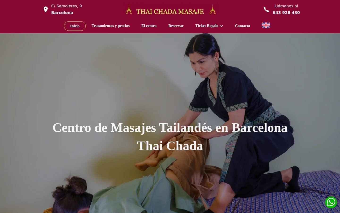 Captura de la web Thai Chada Masaje