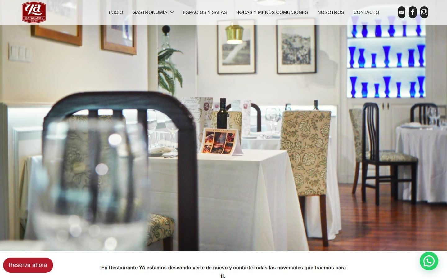 Captura de la web Ya Restaurante